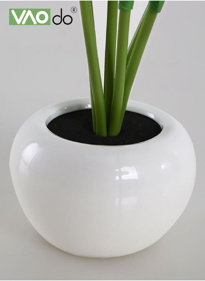 VAOdo - LED Night Lamp Tulip Imitation Flower Household Decoration Decoration False Flower Ceramic Flowerpot Imitation Flower Atmosphere Table Lamp White - Image 1