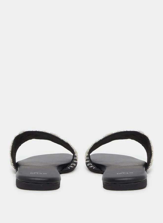 Styli Embellished Slip-On Flat Sandals