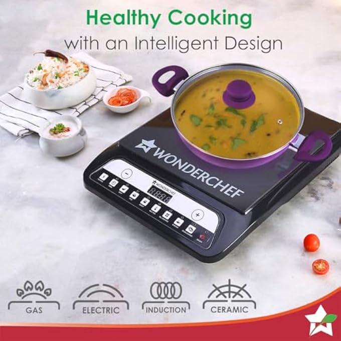 Wonderchef Wonder Chef Royal Velvet NonStick 24Cm Wok With Lid And Handles  Glass Lid  Induction Ready  SoftTouch Handles Non  Toxic I Virgin Aluminium 3 Mm Thick   Purple - Image 5