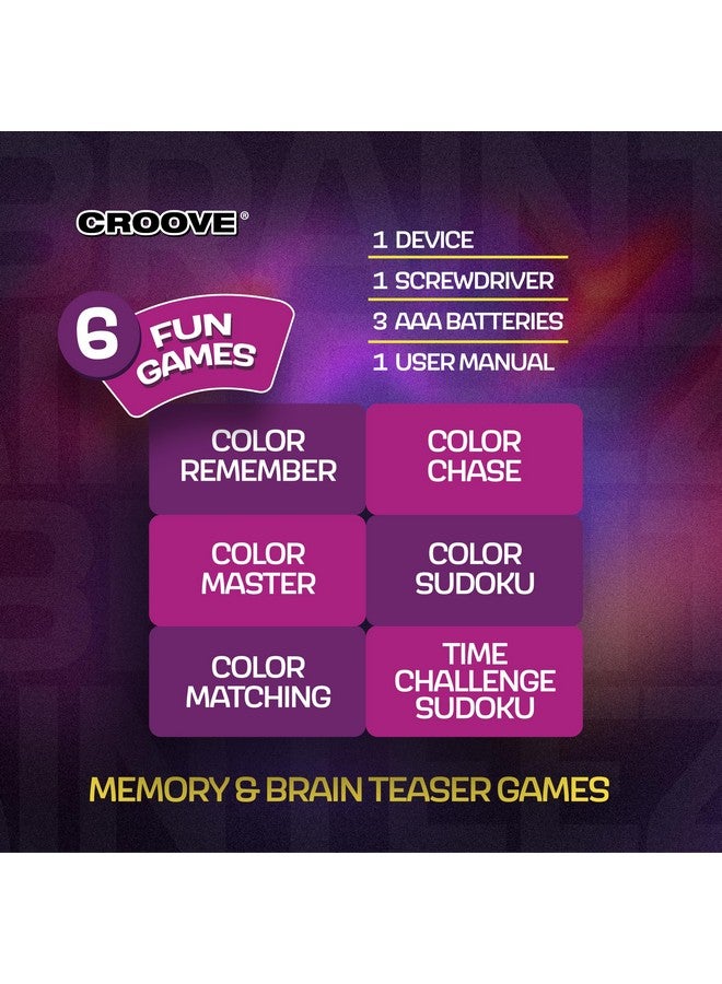 Croove 6 in 1 Brain Teasers & Memory Game, 6 Fun Games for Kids, Cool Handheld Toys, Unique Gifts for Teens, Best Activities for Tween Boy, Birthday Gift Ideas for Boys & Girls Ages 6-8 9 10 11 12 + Year Old - Image 4