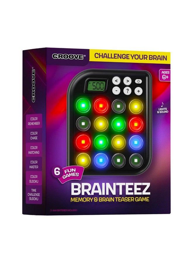 Croove 6 in 1 Brain Teasers & Memory Game, 6 Fun Games for Kids, Cool Handheld Toys, Unique Gifts for Teens, Best Activities for Tween Boy, Birthday Gift Ideas for Boys & Girls Ages 6-8 9 10 11 12 + Year Old - Image 1