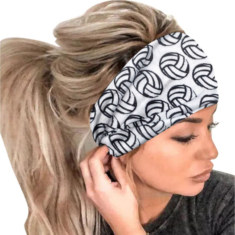 Women Fashion Ball Print Elastic Headband,1PC Wrap Hair Bandana Headband - Image 2