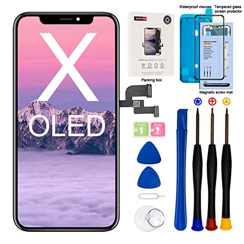 EFAITHFIX for iPhone X Screen Replacement OLED [NOT LCD] 5.8 Inch Display Digitizer 3D Touch Screen Frame Assembly with Repair Tools Kit Waterproof Adhesive Tempered Glass for Model A1865/A1901/A1902 - Image 1