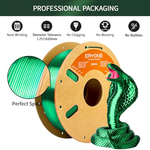 ERYONE Silk PLA Filament for 3D Printer, 1.75mm +/- 0.03mm, 1kg (2.1LBS)/Spool, Silk Green - Image 4