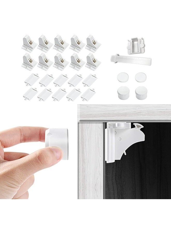 Vmaisi Adhesive Magnetic Locks for Cabinets & Drawers (10 Locks and 2 Keys) - Image 2