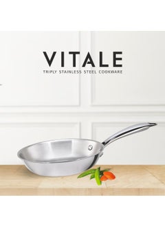 ALDA Alda Vitale Triply Stainless Steel Fry Pan 22 Cm, Silver (Induction & Gas Friendly)  - Image 3