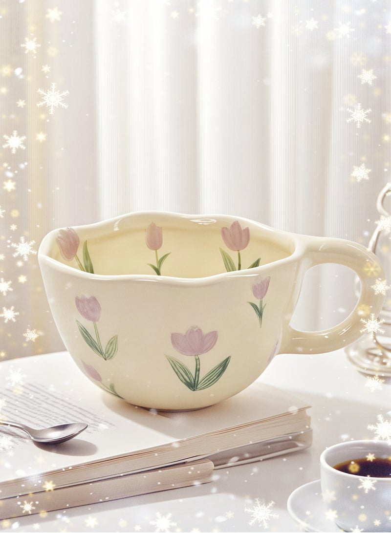 Ceramic Coffee Mug Flower Style Mugs Home Office Breakfast Mug Milk Cup - Image 1