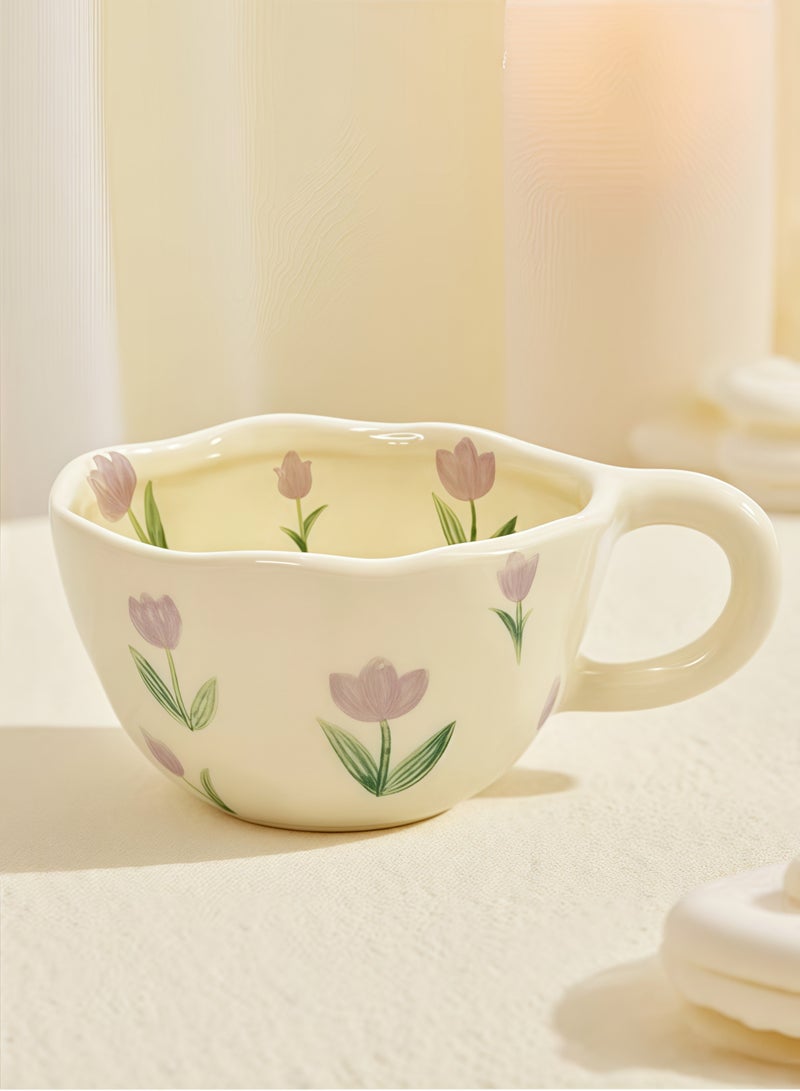 Ceramic Coffee Mug Flower Style Mugs Home Office Breakfast Mug Milk Cup - Image 3
