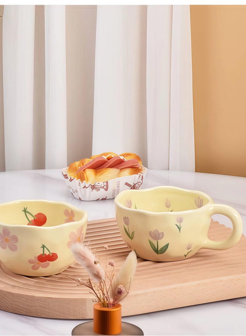 Ceramic Coffee Mug Flower Style Mugs Home Office Breakfast Mug Milk Cup - Image 4