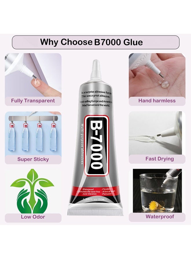 قطعتان من غراء شفاف B7000 سعة 50 مل لأحجار الراين والأقمشة وإصلاح الهواتف وفنون الأظافر والخشب والزجاج والحلي - Image 3