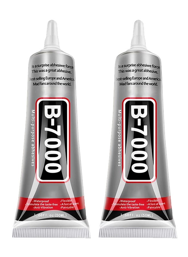 قطعتان من غراء شفاف B7000 سعة 50 مل لأحجار الراين والأقمشة وإصلاح الهواتف وفنون الأظافر والخشب والزجاج والحلي - Image 1