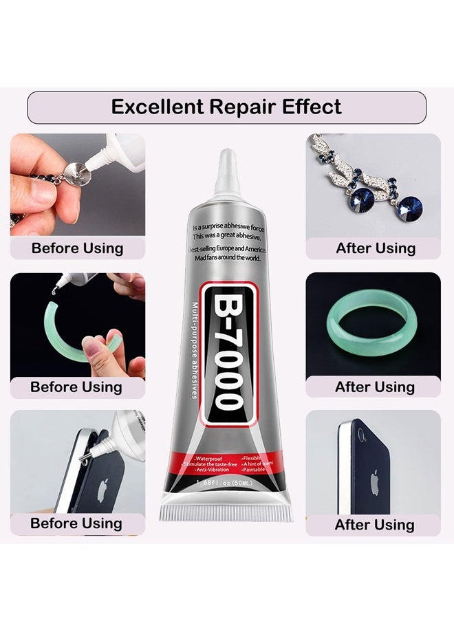 قطعتان من غراء شفاف B7000 سعة 50 مل لأحجار الراين والأقمشة وإصلاح الهواتف وفنون الأظافر والخشب والزجاج والحلي - Image 4