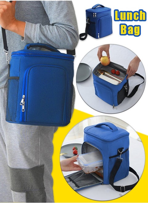 Insulated Lunch Bag - Large Capacity - Oxford Cloth Organizer - Leakproof Cooler Bag with Adjustable Shoulder Strap - Reusable Lunch Box for Student, Men, Women, Outdoor, Office, Picnic