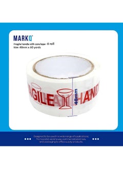 MARKQ Fragile Tape | 48mm x 60 Yards Heavy Duty Handle with Care Warning Tape for Packing Boxes and Cartons, Packaging, Shipping, and Moving Tape [6 Rolls]  - Image 2