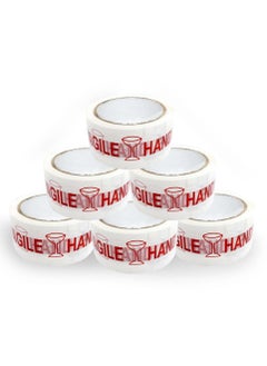 MARKQ Fragile Tape | 48mm x 60 Yards Heavy Duty Handle with Care Warning Tape for Packing Boxes and Cartons, Packaging, Shipping, and Moving Tape [6 Rolls]  - Image 1