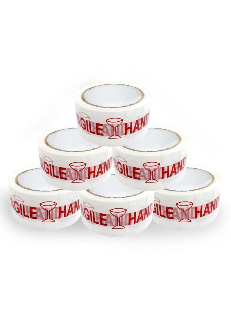MARKQ Fragile Tape | 48mm x 60 Yards Heavy Duty Handle with Care Warning Tape for Packing Boxes and Cartons, Packaging, Shipping, and Moving Tape [6 Rolls]  - Image 1