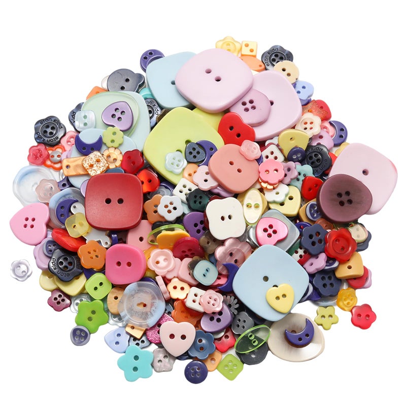 Lilaly 300pcs Pcs Strange Shape Resion Buttons for Crafts, 4 Holes Assorted Sizes Resin Buttons, for Crafting, Arts, DIY, Decoration, Sewing (Strange Shape) - Image 1