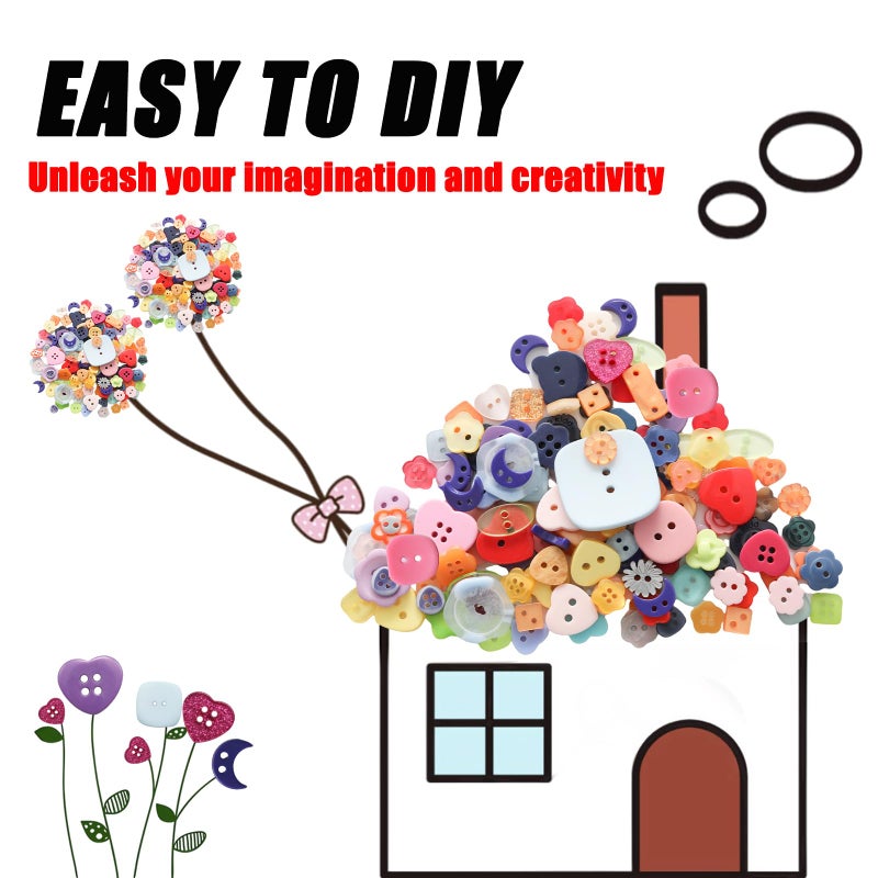 Lilaly 300pcs Pcs Strange Shape Resion Buttons for Crafts, 4 Holes Assorted Sizes Resin Buttons, for Crafting, Arts, DIY, Decoration, Sewing (Strange Shape) - Image 3