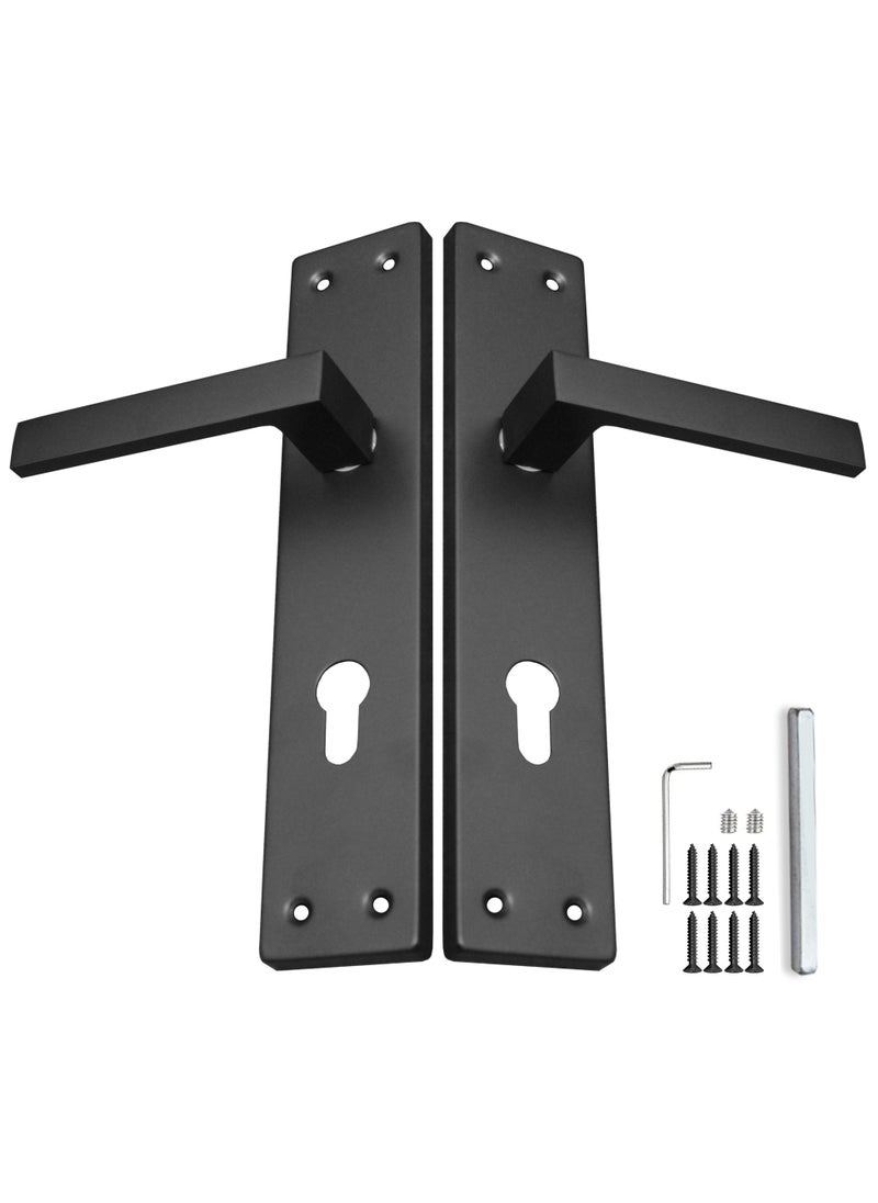 TISMpro - Aluminum Mortise Door Plate Handle – Aluminum Lever with Iron Plate – Heavy-Duty, Rust-Resistant, Modern Design – Easy Installation – Matt Black - Image 1