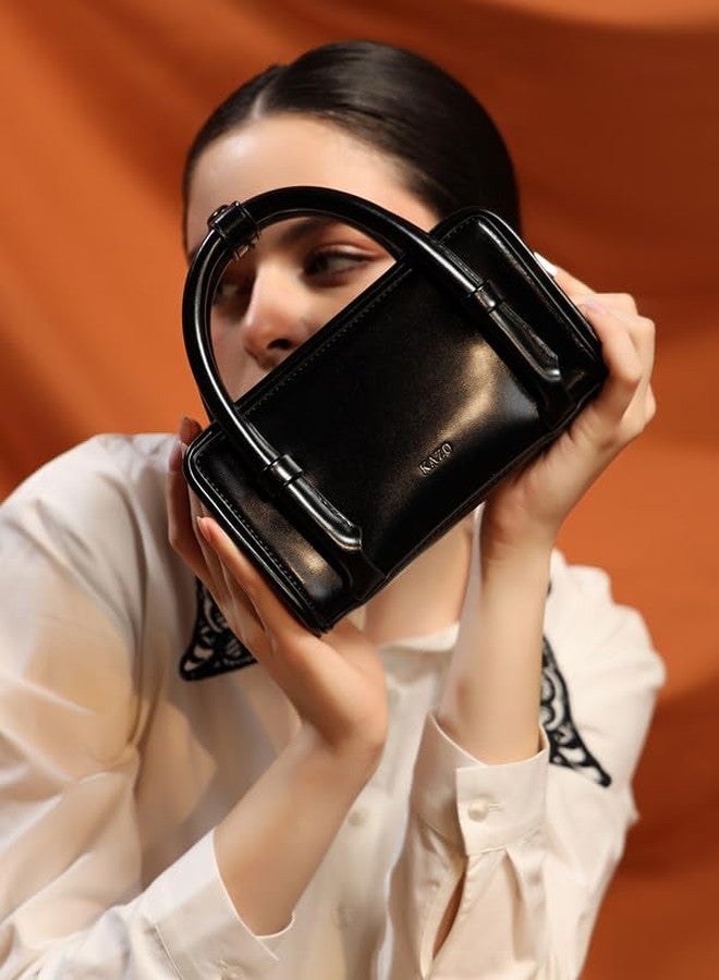 Kazo Bag Black Structured Shoulder Handbag | Premium Faux Leather Purse - Image 2