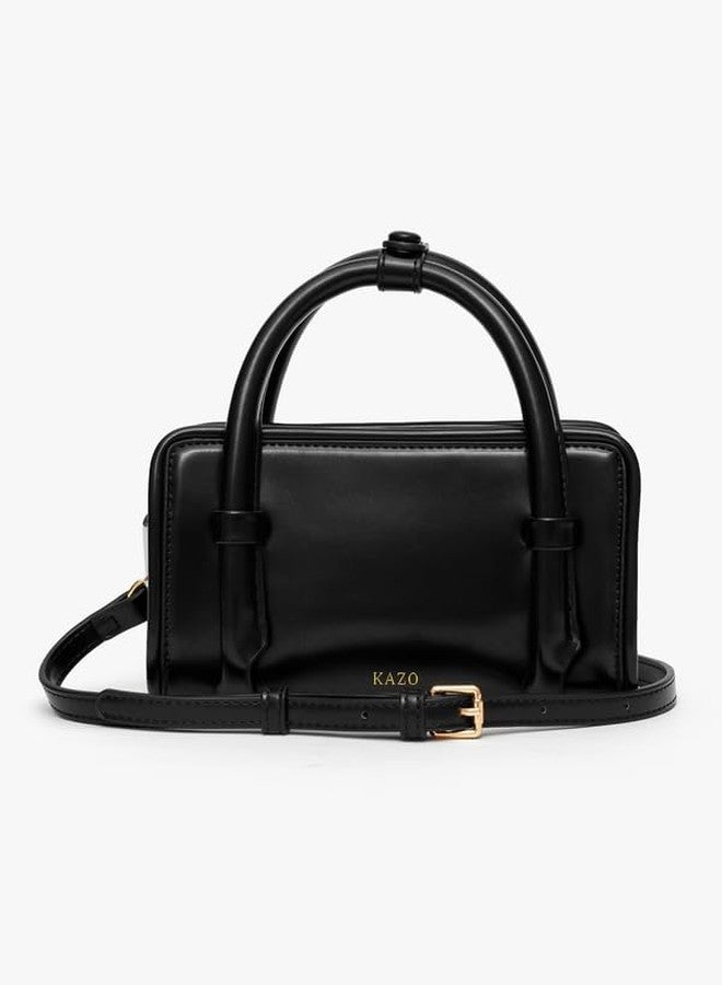 Kazo Bag Black Structured Shoulder Handbag | Premium Faux Leather Purse - Image 4