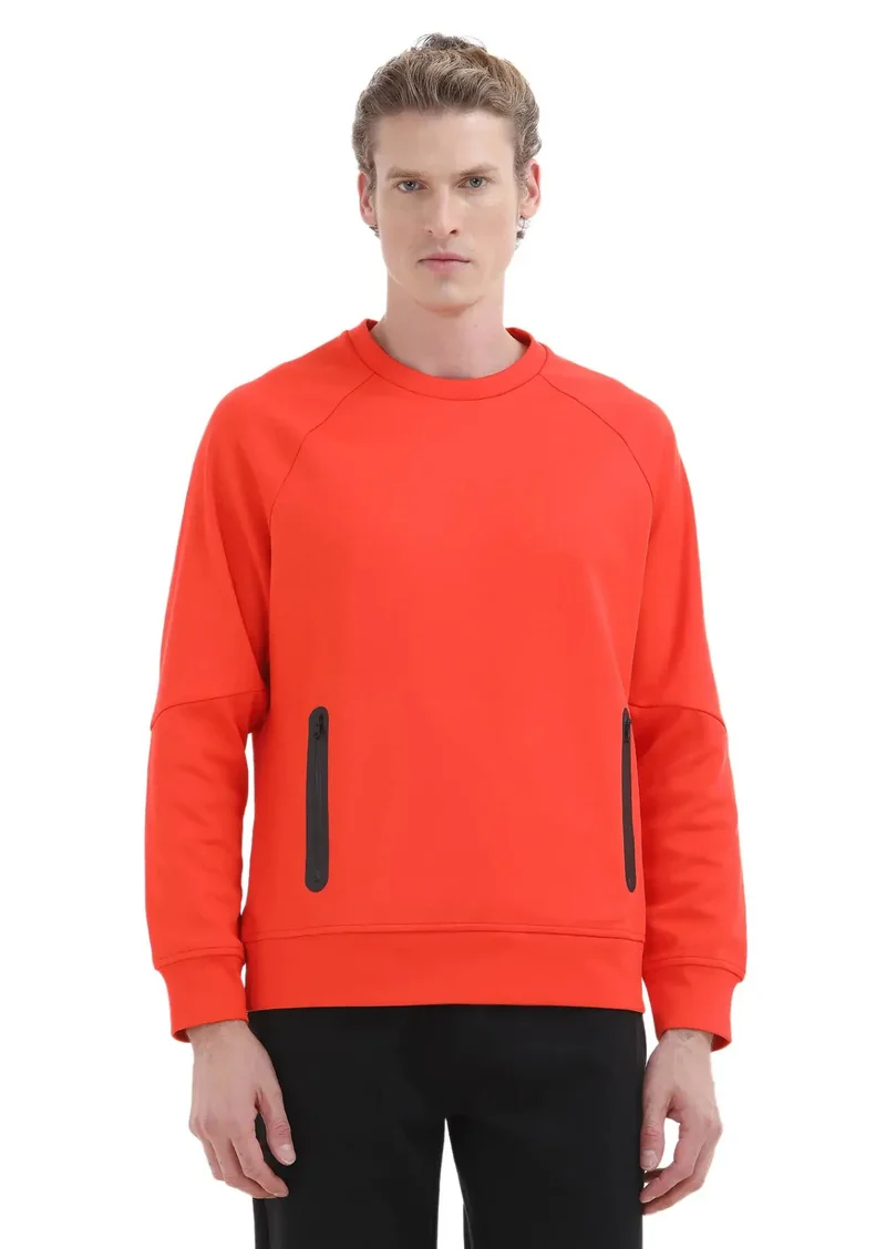 RAMSEY Orange Crew Neck Plain Sweatshirt