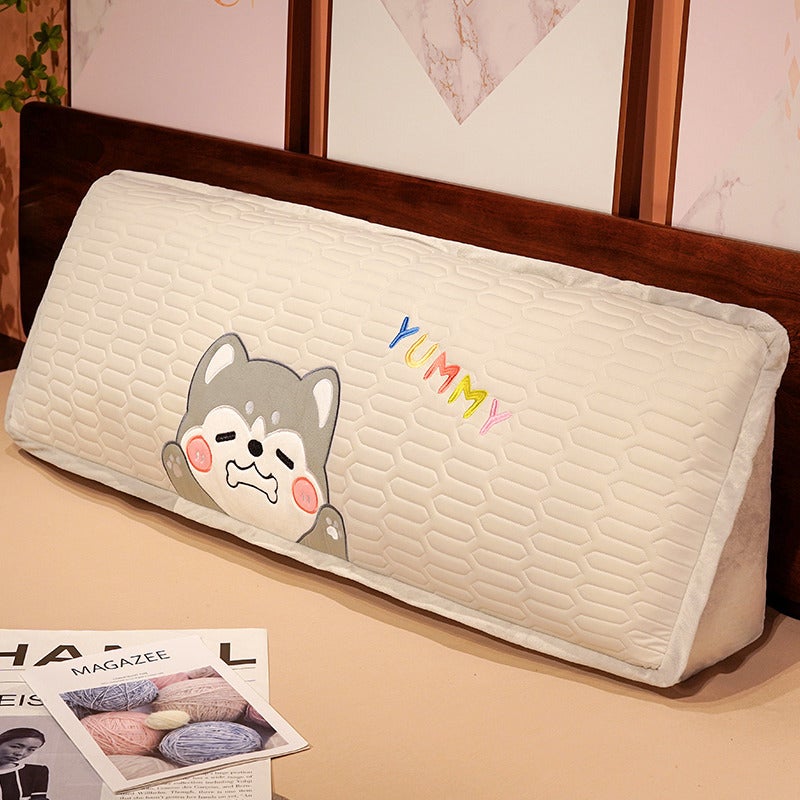Summer Ice Silk Latex Bed Top Soft Bed Top Large Backrest Bed Double Waist Pillow Bed Back Cushion Removable And Washable - Image 1