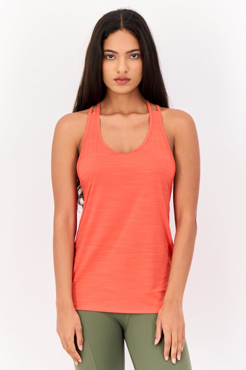 Reebok تي شيرت تدريب بلا أكمام للنساء، أحمر - Image 1