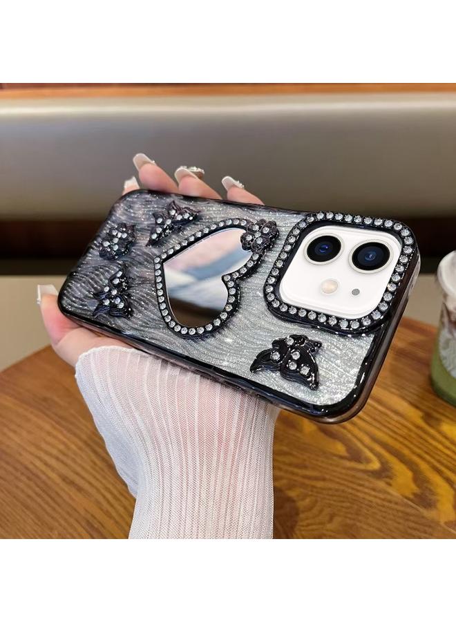 زبون جراب لهاتف iPhone 12 جراب هاتف لامع مرآوي على شكل قلب من الألماس - Image 1