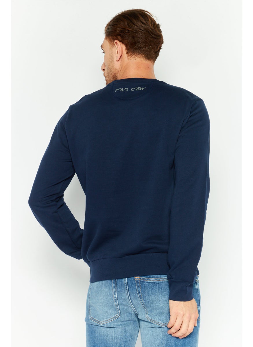 La Martina Men Crew Neck Long Sleeves Brand Logo Sweatshirt, Navy  - Image 4