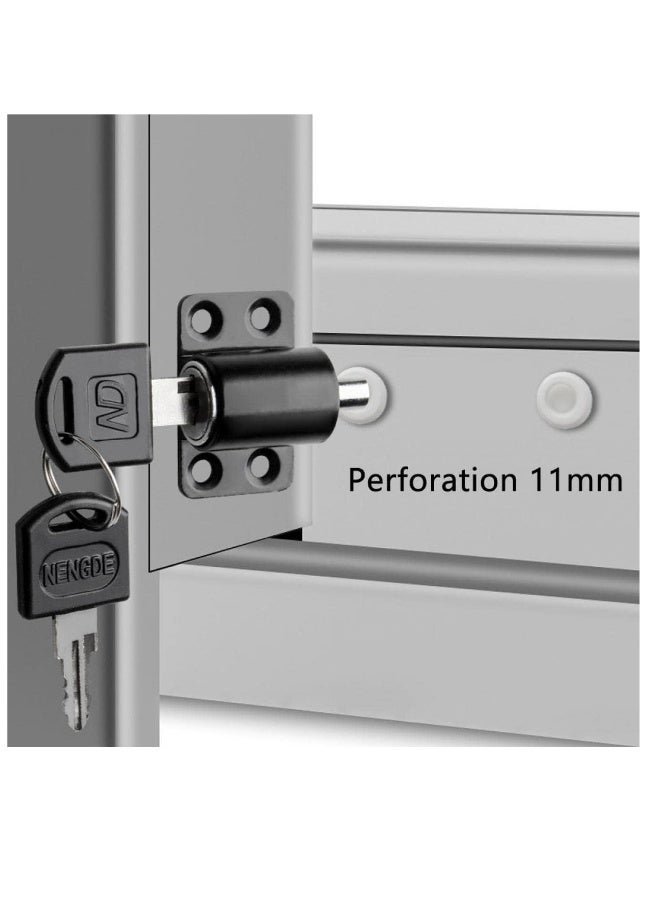 4 Pack Sliding Window Locks Adjustable Window Lock Aluminum Protective Anti-Theft Lock With Key Set Push Window Home Child Safety Door Lock - Image 3
