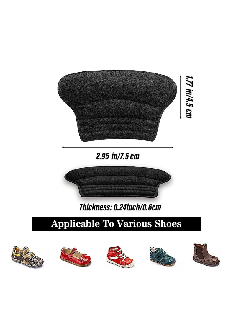 أوزيغالور 4 قطع وسائد لاصقة ذاتية اللصق لكعب الأطفال، معززات حجمية للأحذية الفضفاضة، تمنع الاحتكاك والبثور، أسود - Image 2