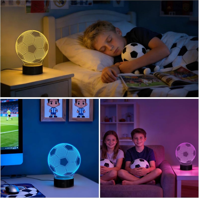 Al Raied ARS® Football 3D Optical Illusion Night Light, Soccer Theme LED Lamp with Remote Control, 16 Color Changing Display for Kids Room, Bedroom, Desk Decor - Image 4
