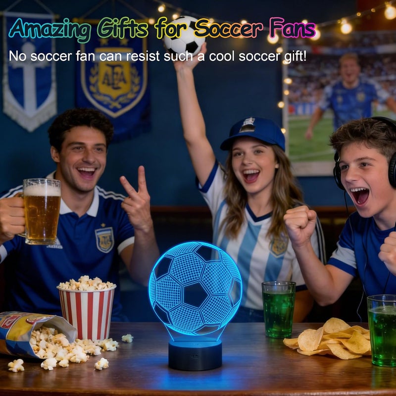 Al Raied ARS® Football 3D Optical Illusion Night Light, Soccer Theme LED Lamp with Remote Control, 16 Color Changing Display for Kids Room, Bedroom, Desk Decor - Image 2