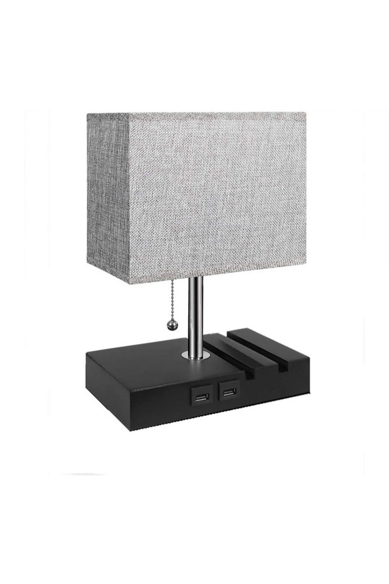 Sharpdo USB Charging Table Lamp Cloth Cover with three Color Temperatures LED Bulb Eye Protection, Chain Switch, Funky Zipper Switch with 2 USB Ports, Ideal for Bedroom Living Room Office Lighting - Image 4