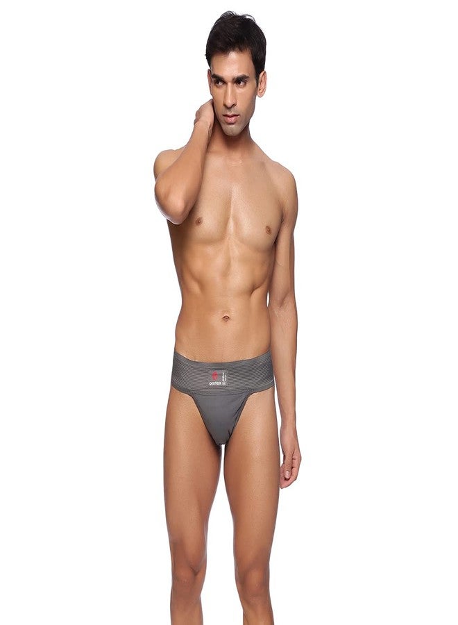 omtex Athletic Tokyo Cotton Stretchable Supporter Back Covered with Cup Pocket, Ideal for Workout and Sports Quick Dry Moisture Wicking Underwear Grey - Small - Image 5