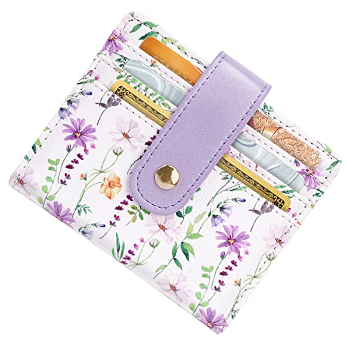 Simikol Small Wallets for Women Slim Minimalistfor Bifold Credit Card Holder for Pocket or Purse, White Daisy - Image 2