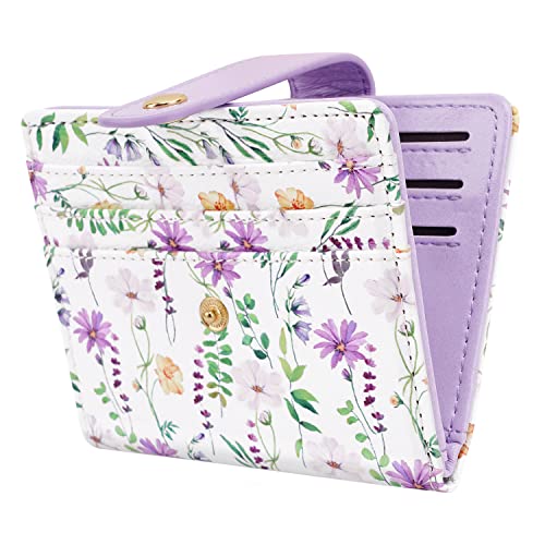 Simikol Small Wallets for Women Slim Minimalistfor Bifold Credit Card Holder for Pocket or Purse, White Daisy - Image 1