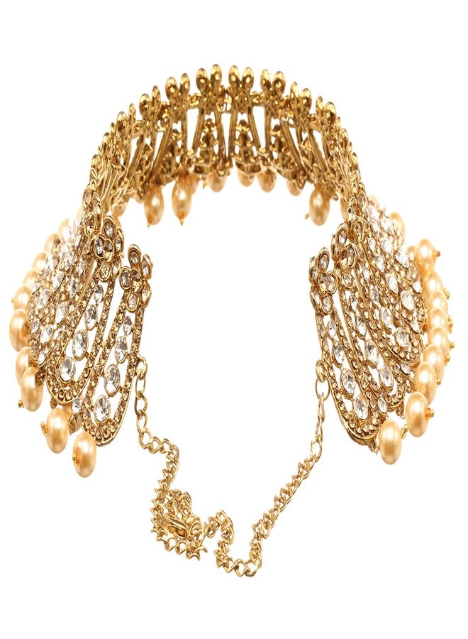 بينداني طقم بيندهاني الهندي الكامل للنساء، يتضمن قلادة وأقراط وتاج مانغ. - Image 3