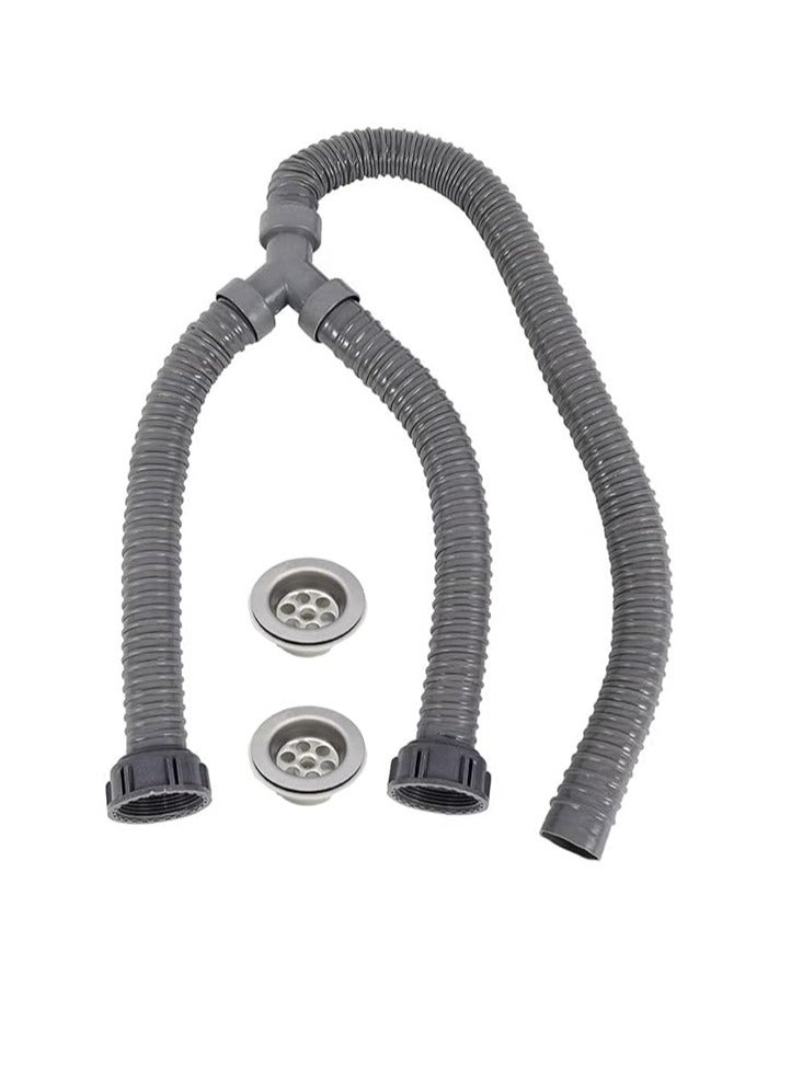 Midwest Drain Pipe PVC Magic Hose with Waste 1-1/2" Double Drain Hose | Flexible Water Drainage Outlet Pipe for Kitchen Sink - Image 1
