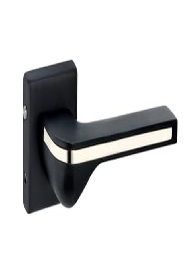 SHRIDA Z Black Zinc Alloy Door Handle Set on Rose - Modern Designer Lever with Keyhole Cover, Matte Black Finish with Chrome Inlay - Model 358 - Image 3