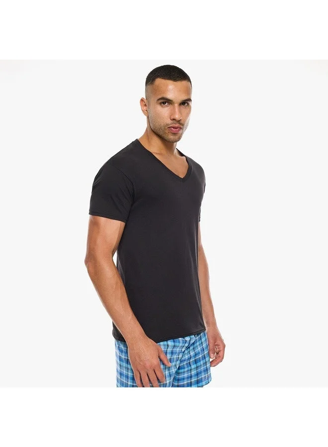 Hanes  Hanes Classics Mens Traditional Fit Dyed V Neck TAGLESS Undershirt 3 Pack for Men | Best Price UAE
