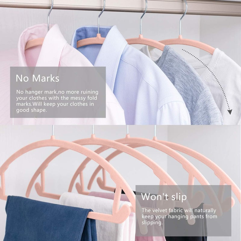 MIZGI Premium Velvet Hangers (Pack of 30) Heavyduty- Non Slip No Shoulder Bump Suit Hangers - Chrome Hooks,Space Saving Clothes Hangers,Rounded Hangers for Coat,Sweater,Jackets,Pants,Shirts - Image 5