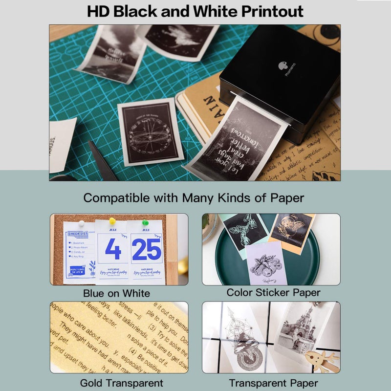 Phomemo M02 Pocket Printer- Mini Bluetooth Wireless Portable Mobile Printer Thermal Printer Compatible with iOS + Android for Learning Assistance, Study Notes, Journal, Fun, Work, - Image 4