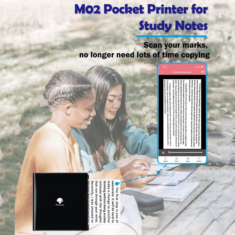 Phomemo M02 Pocket Printer- Mini Bluetooth Wireless Portable Mobile Printer Thermal Printer Compatible with iOS + Android for Learning Assistance, Study Notes, Journal, Fun, Work, - Image 3