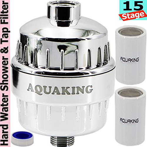 Aquaking Hard Water Shower Head Tap Filter - Vitamin C Softener For Chlorine, Limescale Removal | Bathroom Water Purifier With 2 Replaceable Cartridges 15 Stage SF900 Universal Hair Fall Solution - Image 4
