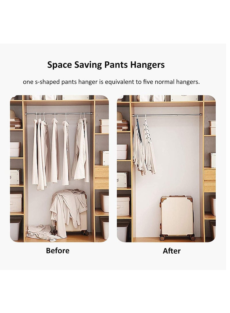 LEDIN Closet Organization 3 Pack S Shaped Space Saver Hangers Non Slip Pants Hangers Scarf Tie Organizer Kids Closet Organizer Multifunctional Space Saver Pants Rack (Black-3)  - Image 4