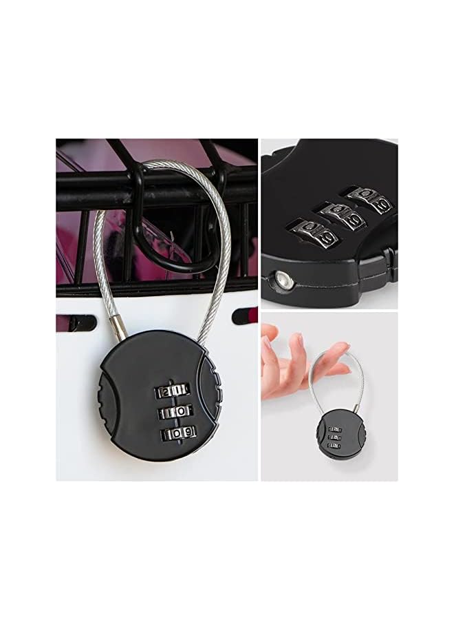 PROMASS PROMASS 6 Pieces Combination Lock, 3 Digit Combination Lock Wire Rope Outdoor Waterproof Padlock For Bicycle Backpack Suitcase Door Sports Locker(Black)  - Image 5