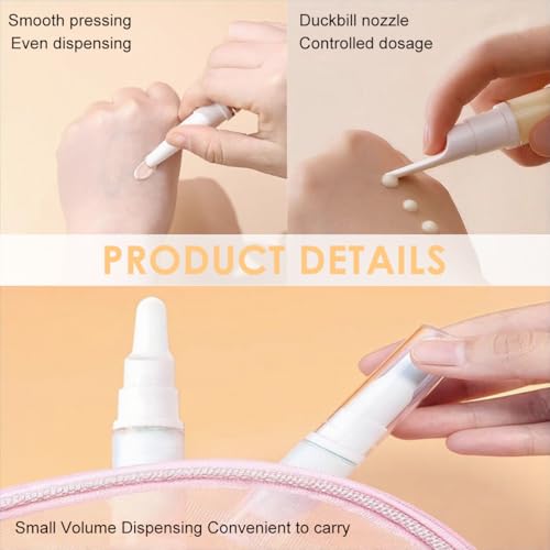 MAYCREATE® 6Pcs Mini Airless Pump Bottles Foundation Container Refill Travel Bottles 5ml/10ml/15ml, Refillable Vacuum Dispenser Bottle for Makeup, Perfume - Removable Lid and Nozzles - Image 5