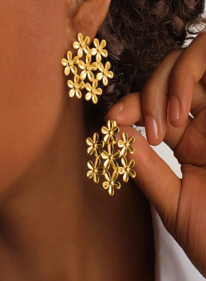 AMAAL Flower earrings set for women stylish earinging western Stylish Pearl Chunky Golden Dainty Small Huggie Hoop Earrings | Aesthetic Hoops Bali Studs | Korean Fashion Jewellery for Women Girls 193 - Image 2